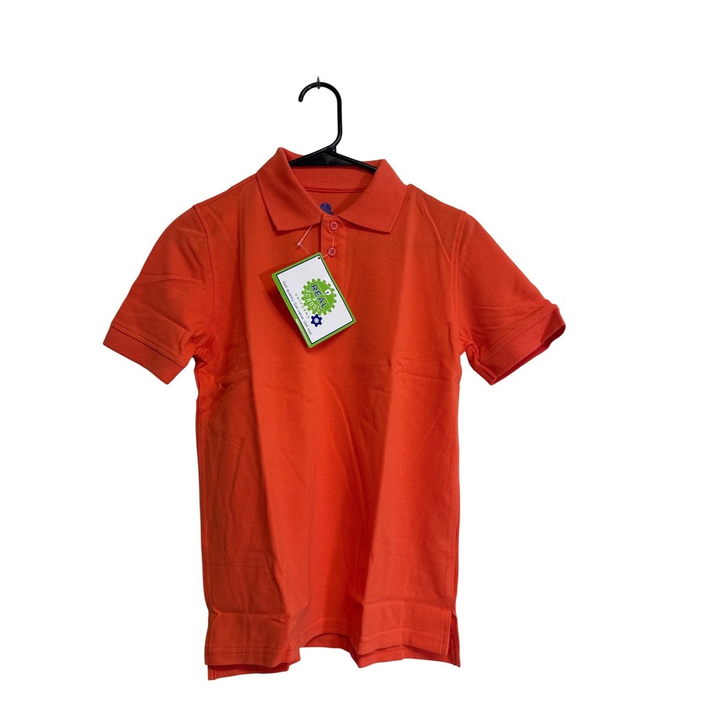 Real School Uniforms Orange‎ Youth Large Unisex Short Sleeve Pique Polo
